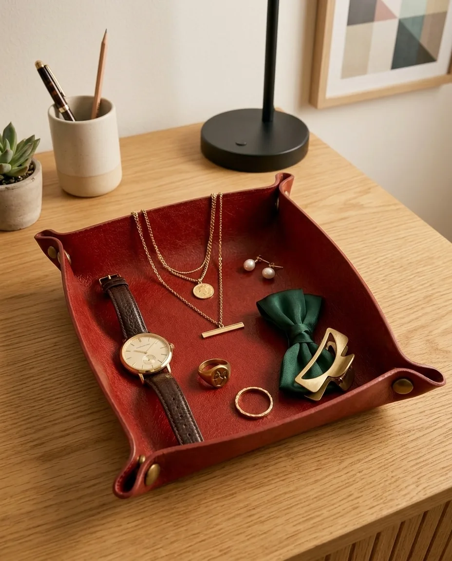 Jewelry Organizer - Red Leather