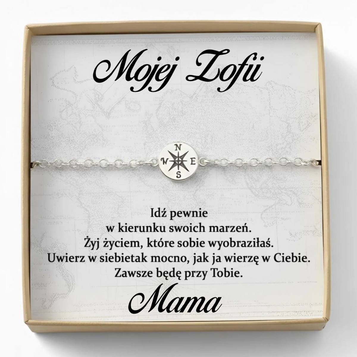 Gift for daughter – Compass with a special message – in Polish