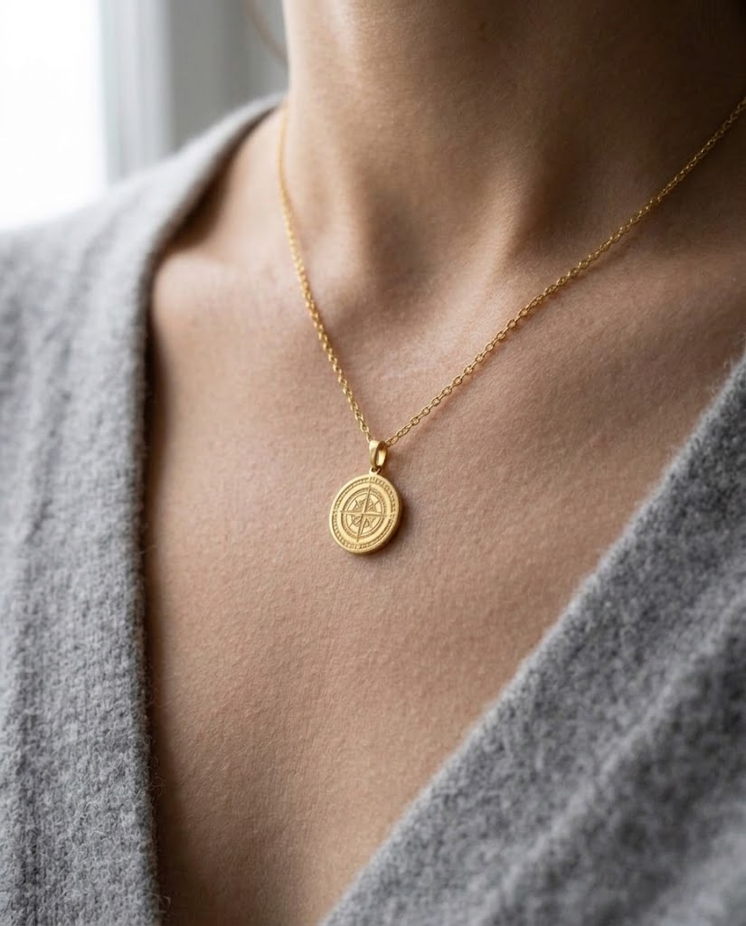 Gold-Plated Compass Necklace - Image 4
