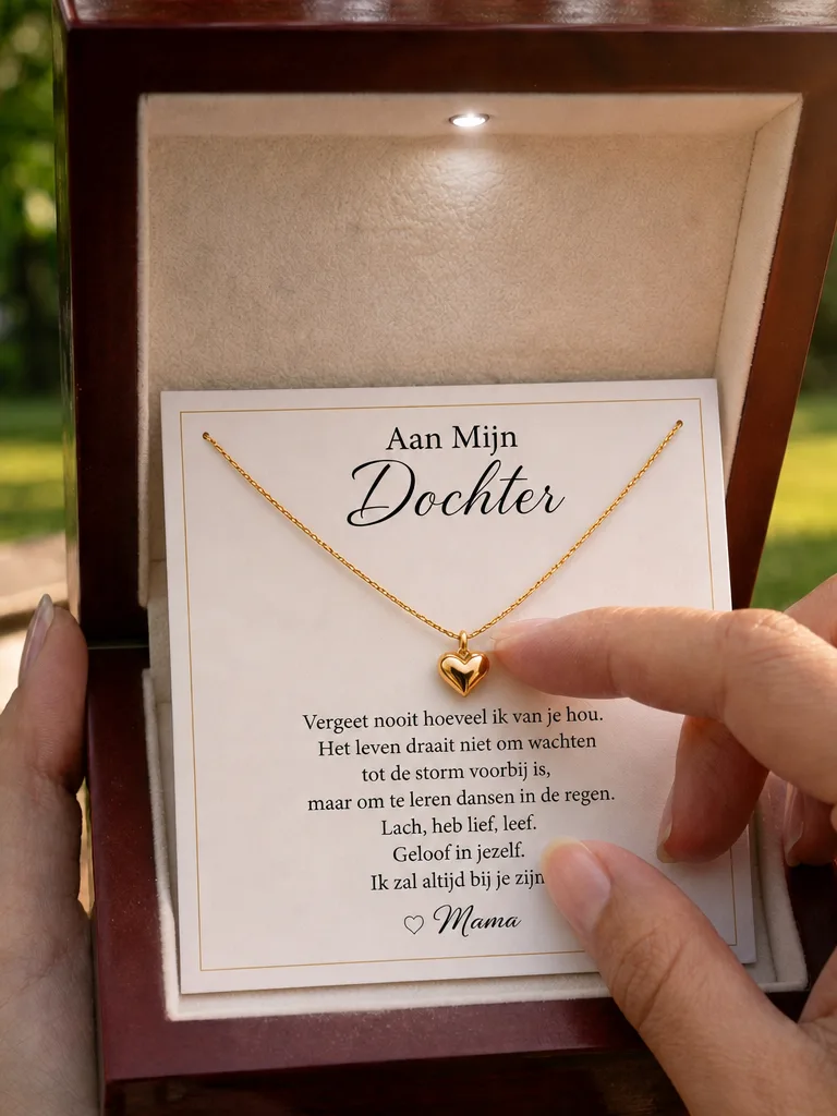 Heart Necklace with LED Wooden Box