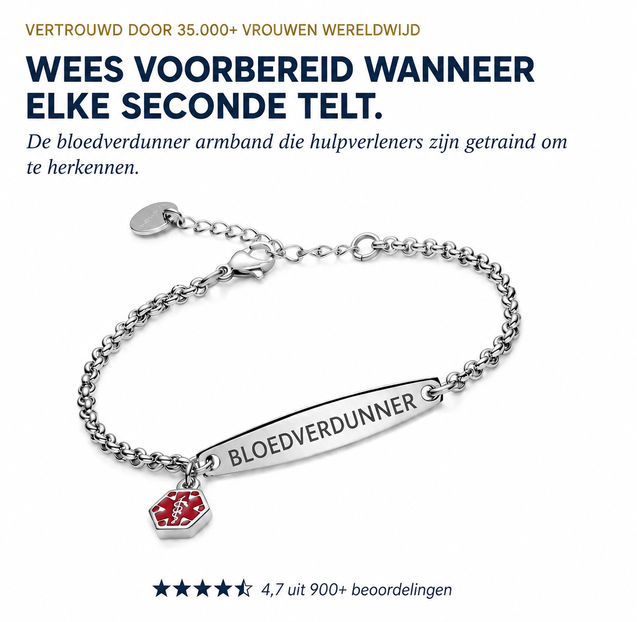 Bloedverdunners-armband met Nederlandse uitleg en productbeoordeling