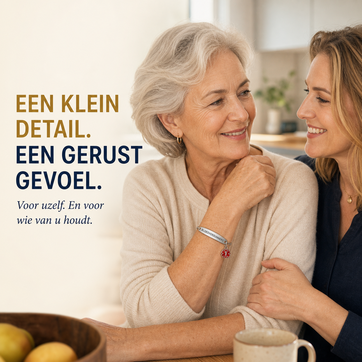 Moeder en dochter met de medische Bloedverdunners-armband