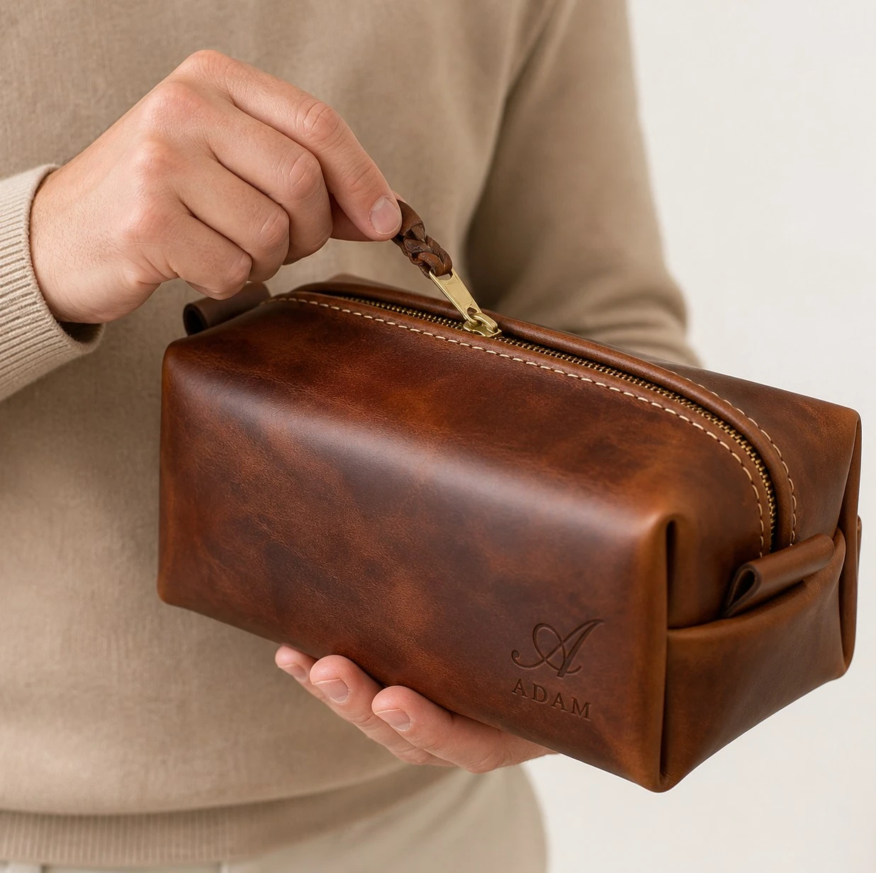 Personalized Leather Travel Bag