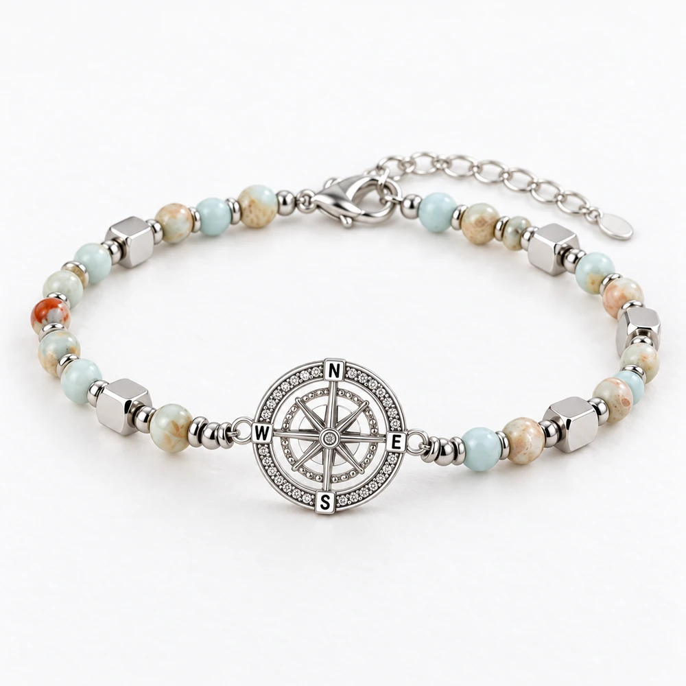 bracelet detail — daughter beaded compass bracelet gift set