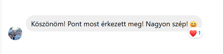 Köszönöm! Pont most érkezett meg! Nagyon szép! 😊