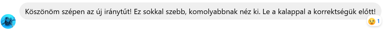 Köszönöm szépen az új iránytűt! Ez sokkal szebb, komolyabbnak néz ki. Le a kalappal a korrektségük előtt!