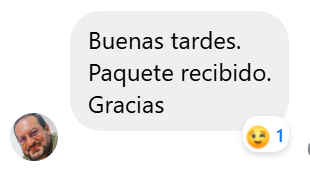Buenas tardes. Paquete recibido. Gracias