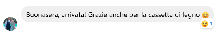 Buonasera, arrivata! Grazie anche per la cassetta di legno 😉